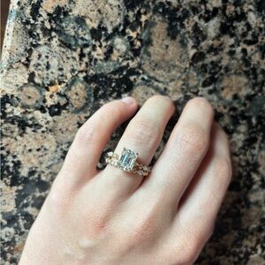 3 Carat Emerald Cut Moissanite Set 18K gold plated over Sterling Silver